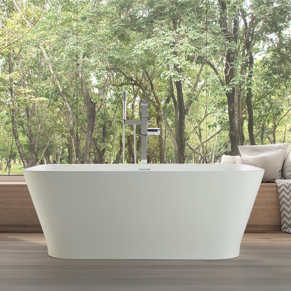 MTI Baths 58'' x 30'' Freestanding Soaking SculptureStone Bathtub ...